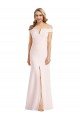 Sydney Off the Shoulder Notch Trumpet Formal Crepe Bridesmaid Dress / Prom Dress with Front Slit