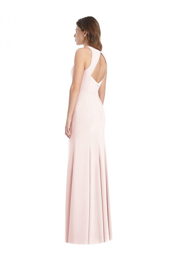 Sydney Diamond Cutout Back Trumpet Bridesmaid Dress / Prom Dress with Front Slit