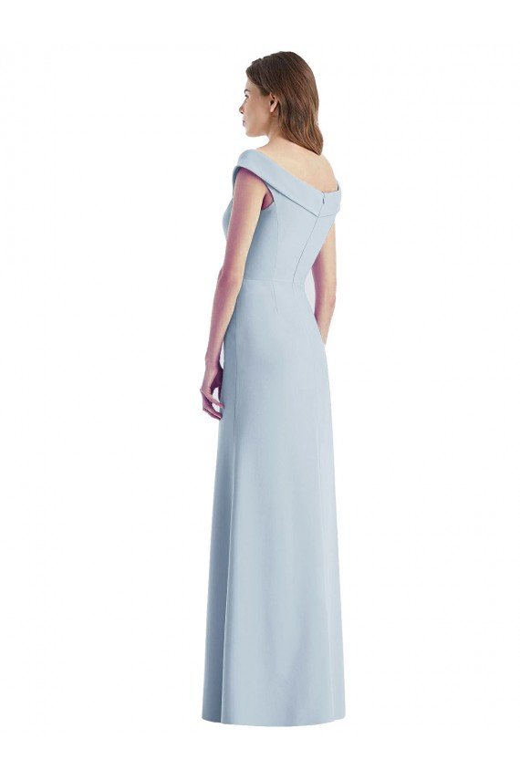 Romantic Off the Shoulder Long Maxi Bridesmaid Dress with Side Slit