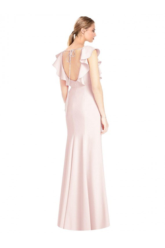 Sydney Ruffle Cap Sleeves Open Back Trumpet Bridesmaid Dress / Prom Dress
