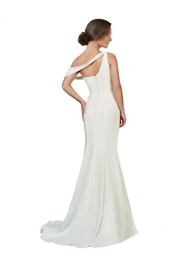 Sydney One Shoulder Formal Crepe Bridesmaid Dress / Prom Dress with Draped Off the Shoulder Strap