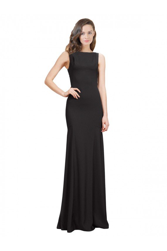 Sydney Sleeveless Bateau Neckline Crepe Bridesmaid Dress / Prom Dress with Twist Back