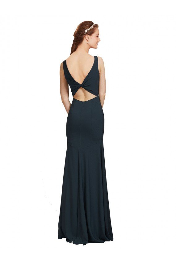 Sydney Sleeveless Bateau Neckline Crepe Bridesmaid Dress / Prom Dress with Twist Back
