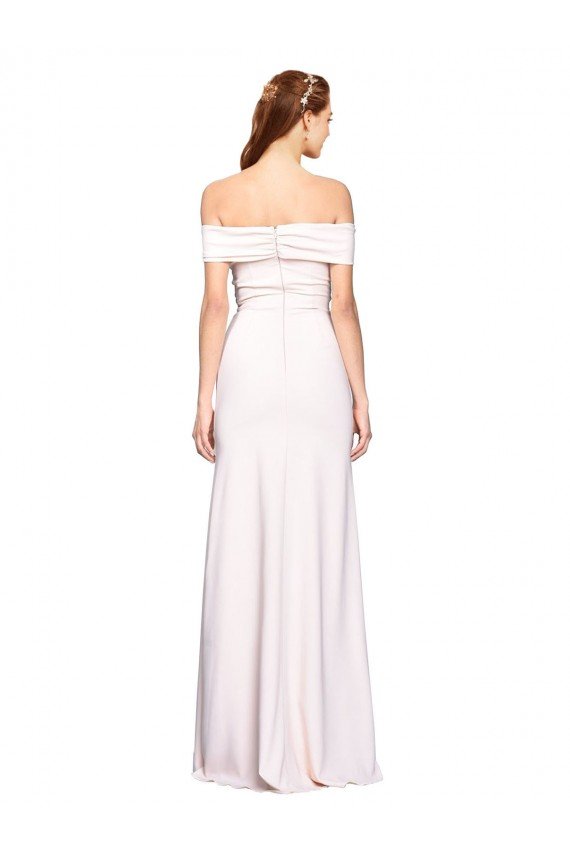 Sydney Criss Cross Off the Shoulder Formal Crepe Bridesmaid Dress / Prom Dress with Side Slit