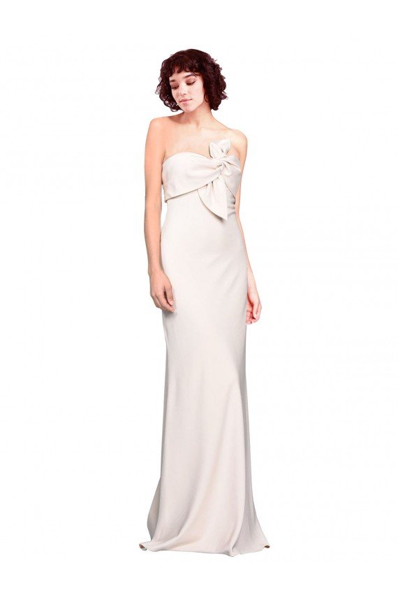 Strapless Crepe Fitted Bridesmaid Dress / Prom Dress with Twist Bow