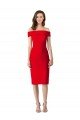 Off the Shoulder Square Neck Cocktail Length Bridesmaid Dress / Prom Homecoming Dress