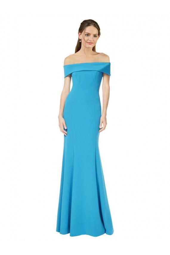Sydney Off the Shoulder Formal Crepe Bridesmaid Dress / Prom Dress with Fitted Silhouette