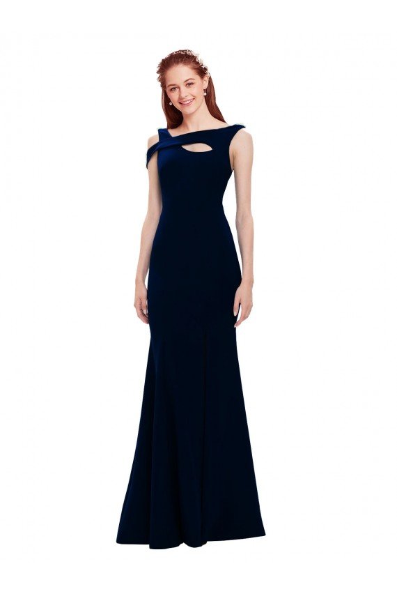 Sleeveless Formal Crepe Mermaid Bridesmaid Dress / Prom Dress with Side Slit