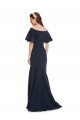 Sydney Off the Shoulder Formal Crepe Bridesmaid Dress / Prom Dress with Short Ruffle Sleeves.