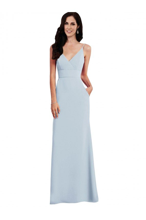 Sydney V Back Spaghetti Strap Maxi Bridesmaid Dress / Prom Dress with Pockets