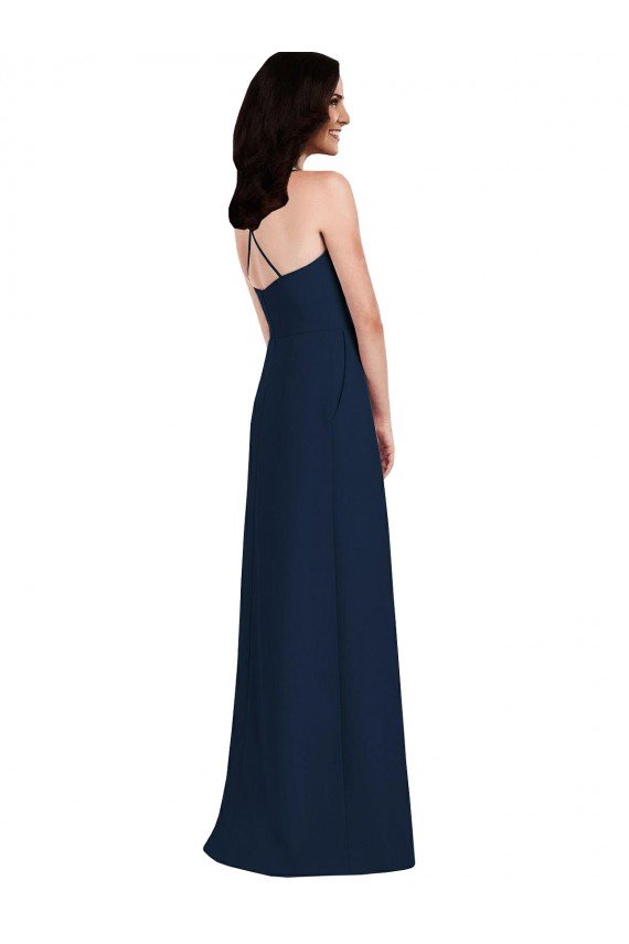 Sydney Criss Cross Back Crepe Halter Bridesmaid Dress with Pockets