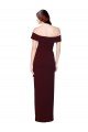 Sydney Off the Shoulder Long Formal Crepe Bridesmaid Dress / Prom Dress with Waist Tie