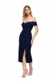 Sydney Midi Length Short Formal Crepe Bridesmaid Dress / Cocktail Prom Dress with Side Split