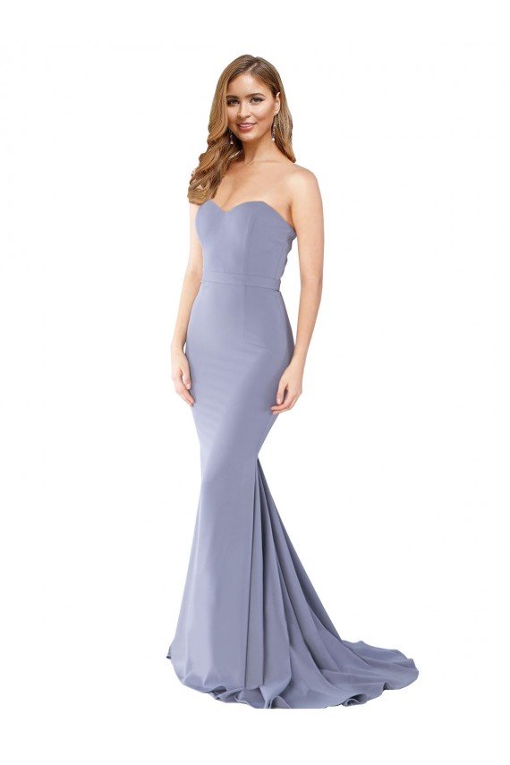 Sydney Long Strapless Sweetheart Sweep Train Formal Crepe Bridesmaid Dress / Prom Dress with Low Back