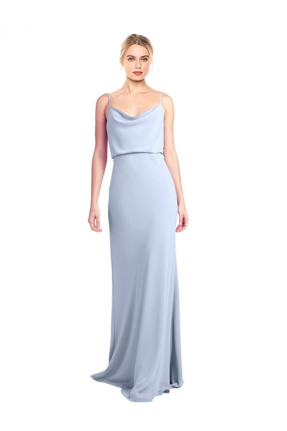 Sydney Feminine Cowl Neck Slim Floor Length Stretch Formal Crepe Bridesmaid Dress / Prom Dress