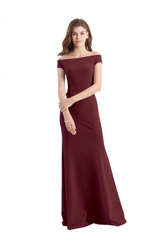 Sydney Off the Shoulder Fit and Flare Stretch Crepe Bridesmaid Dress / Prom Dress