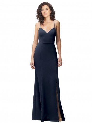 Sydney Sweetheart Fit and Flare Stretch Formal Crepe Bridesmaid Dress / Prom Dress with Side Slit and Strappy Back