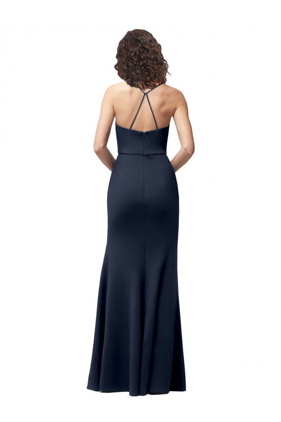 Sydney Sweetheart Fit and Flare Stretch Formal Crepe Bridesmaid Dress / Prom Dress with Side Slit and Strappy Back