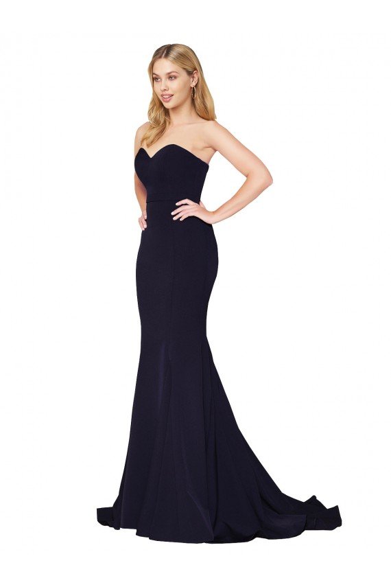 Sydney Sweetheart High Neck Sweep Train Sleeveless Formal Crepe Bridesmaid Dress / Prom Dress