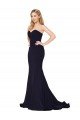 Sydney Sweetheart High Neck Sweep Train Sleeveless Formal Crepe Bridesmaid Dress / Prom Dress