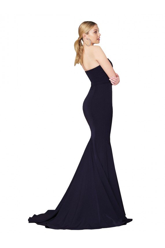 Sydney Sweetheart High Neck Sweep Train Sleeveless Formal Crepe Bridesmaid Dress / Prom Dress