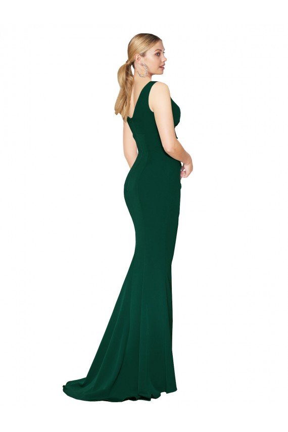 Sydney V-Neck Floor Length Long Formal Crepe Mermaid Bridesmaid Dress / Prom Dress