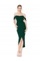 Off the Shoulder Knee Length Formal Crepe Short Cocktail Wrap Bridesmaid Dress / Prom Dress