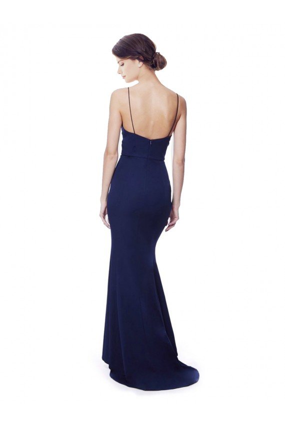Sydney Deep V-Neck Spaghetti Straps Mermaid Formal Crepe Bridesmaid Dress / Prom Dress