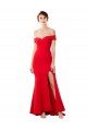 Sydney Off the Shoulder Sweetheart Maxi Formal Crepe Bridesmaid Dress / Prom Dress With Thigh Split and Train
