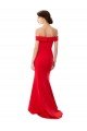 Sydney Off the Shoulder Sweetheart Maxi Formal Crepe Bridesmaid Dress / Prom Dress With Thigh Split and Train