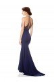 Sydney High Neck Fishtail Formal Crepe Bridesmaid Dress / Prom Dress with Open Back Detail