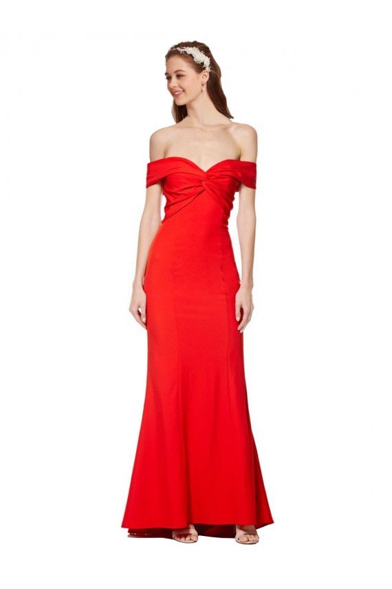 Sydney Cross Front and Back Bardot Sleeveless Formal Crepe Maxi Bridesmaid Dress / Prom Dress