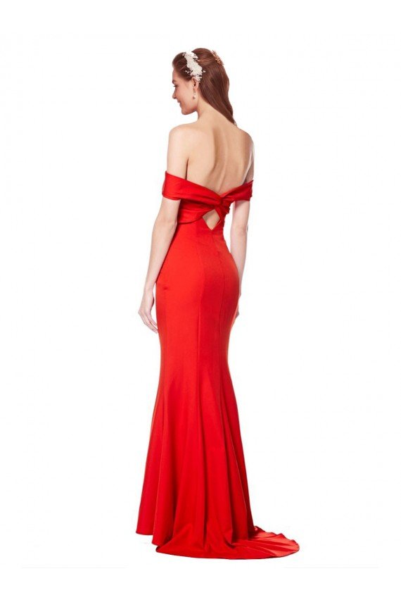 Sydney Cross Front and Back Bardot Sleeveless Formal Crepe Maxi Bridesmaid Dress / Prom Dress