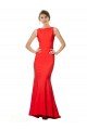 Sydney High Neck Maxi Formal Crepe Bridesmiad Dress with Exaggerated Back Ruffle