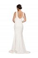 Sydney Square Neck Long Sheath Sweep Train Crepe Bridesmaid Dress / Prom Dress 