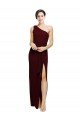 Sydney One Shoulder Sheath Formal Crepe Bridesmaid Dress / Prom Dress with High Side Split