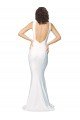 Sydney High Neck Low V-Back Long Formal Crepe Bridesmaid Dress / Prom Dress