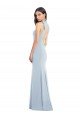 Sydney Halter Bow Neck Open Back Soft Full Length Trumpet Bridesmaid Dress / Prom Dress