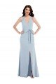Sydney Open Back Halter Maxi Formal Crepe Bridesmaid Dress / Prom Dress with Draped Bow