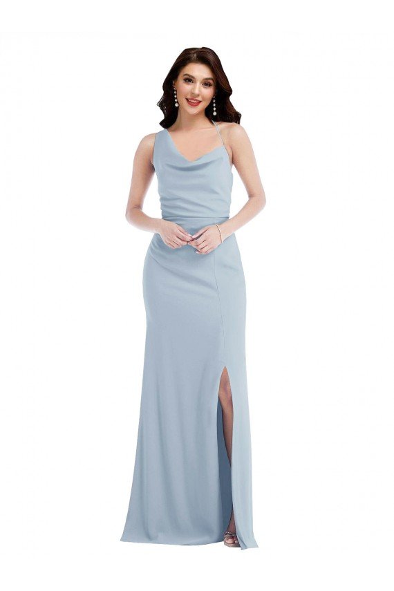 Sydney One Shoulder Draped Cowl Neck Maxi Bridesmaid Dress / Prom Dress