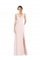 Square Neck Low Back A-Line Bridesmaid Dress / Prom Dress with Front Slit and Pockets