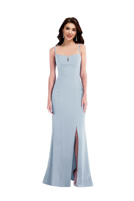 Sydney Flattering Trumpet Maxi Formal Crepe Bridesmaid Dress / Prom Dress with Front Slit