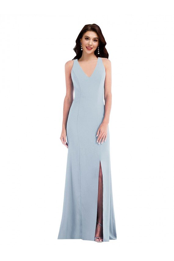 Sydney Criss Cross Cutout Back Maxi Bridesmaid Dress / Prom Dress with Front Slit
