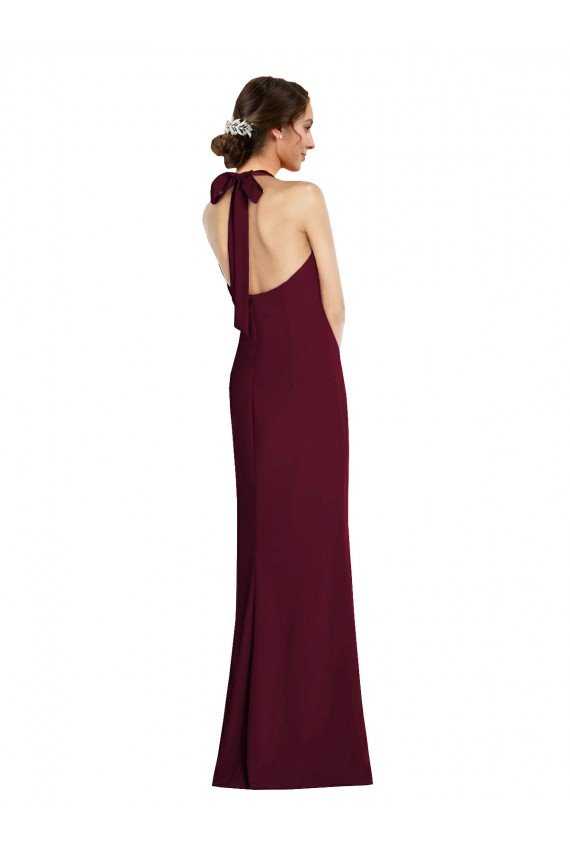 Sydney Tie Halter Open Back Trumpet Bridesmaid Dress / Prom Dress