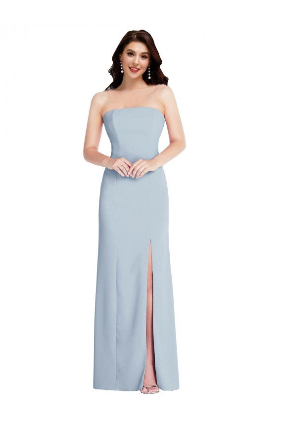 Sydney Strapless Scoop Back Maxi Formal Crepe Bridesmaid Dress / Prom Dress with Front Slit