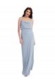 Sydney Draped Cowl Neck Long Formal Crepe Bridesmaid Dress / Prom Dress with Spaghetti Straps