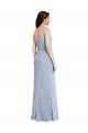 Sydney Draped Cowl Neck Long Formal Crepe Bridesmaid Dress / Prom Dress with Spaghetti Straps
