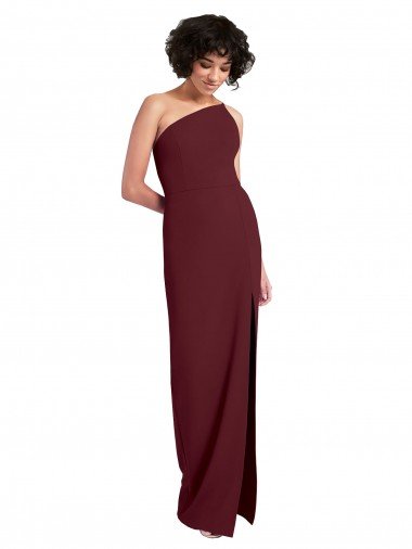 Shop Sleek One Shoulder Long Formal Crepe Bridesmaid Dress / Prom Dress with Daring Slit Sydney