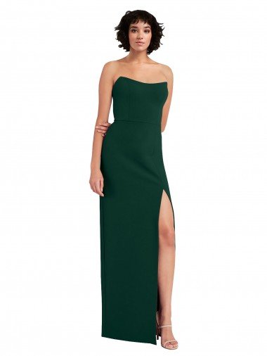 Sydney Scooped Strapless Neckline Formal Crepe Bridesmaid Dress / Prom Dress with Side Slit