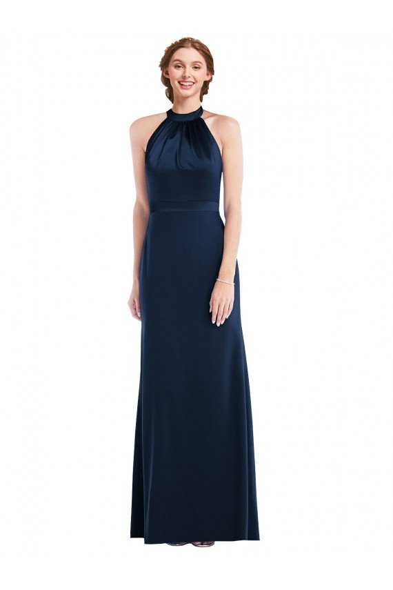 Sydney High Neck Open Back Long Maxi Bridesmaid Dress / Prom Dress
